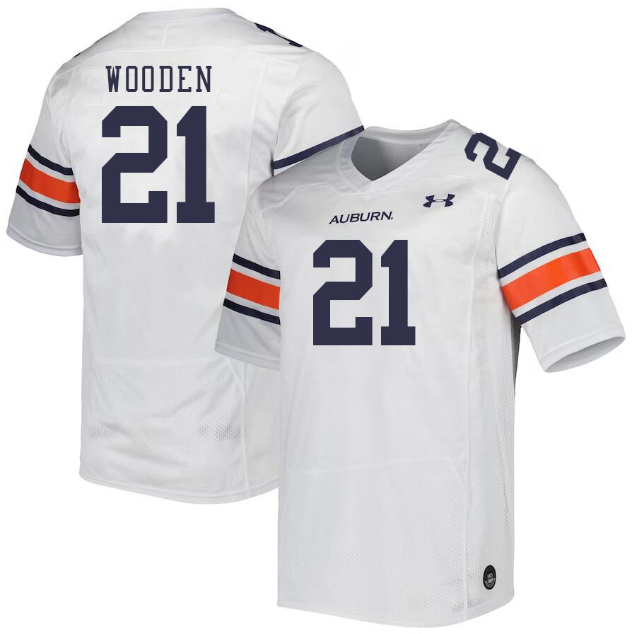 Men #21 Caleb Wooden Auburn Tigers College Football Jerseys Stitched-White